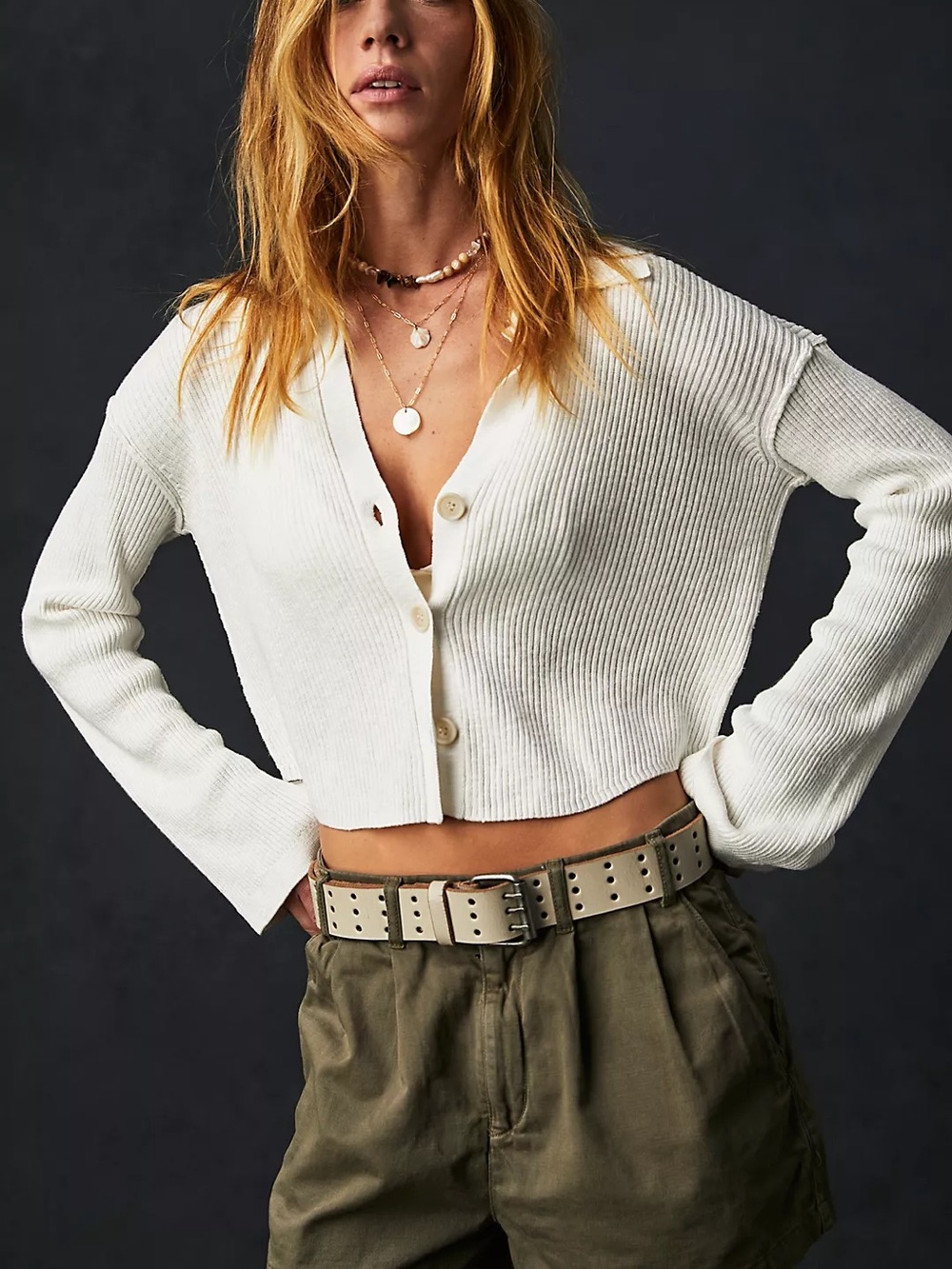 Free People Ivory Ella Cropped Long Sleeve Sweater Shirt Size XS